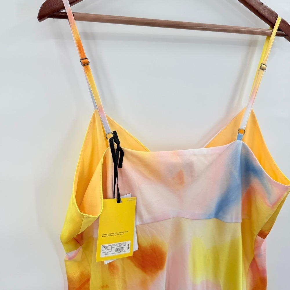 Satin Minimal Slip Dress Skinny Strap 2X DVF Target Pastel Sunset Watercolor NWT - Picture 6 of 11